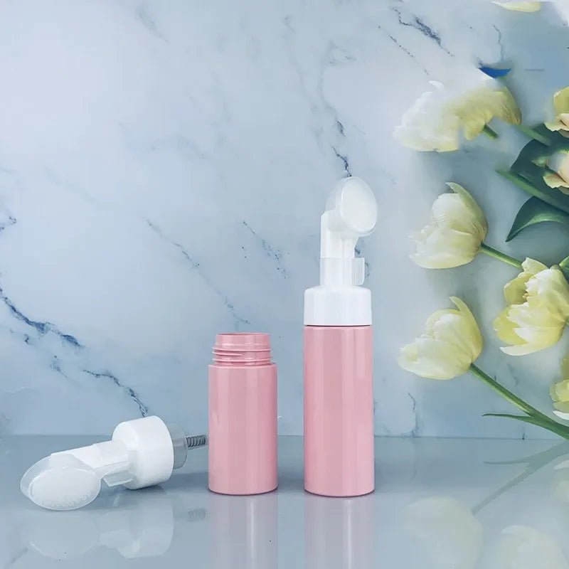 30ml 50ml 60ml 100ml 120ml 150ml 200ml 220ml 250ml Custom Plastic Facial Foam Soap Pump Cleansing Bottle With Silicone Brush