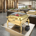 Modern Stainless Steel Chafing Dish Square Silvery/Gold Buffet Food Warmer 220V Rectangle Food Pan Hotel Use