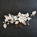 SLBRIDAL Handmade Alloy Freshwater Pearls Clay Flower Bridal Hair Comb Hair Pin Wedding Headdress Hair Accessories Women Jewelry