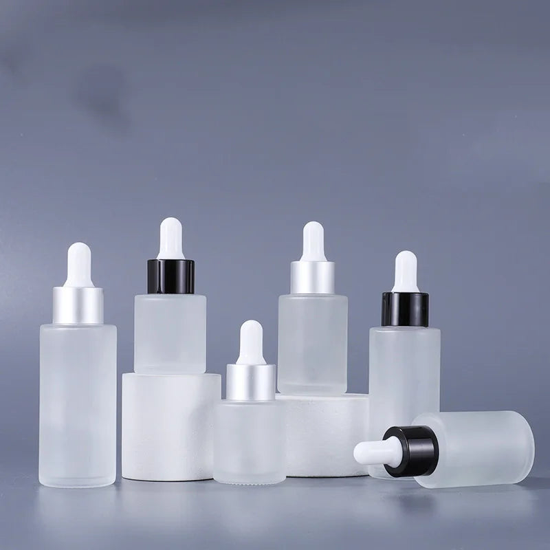New Style Frosted Glass Dropper Essential Oil Bottle 20ml 30ml 40ml 50ml Glass Bottle for Cosmetics Liquid Packaging