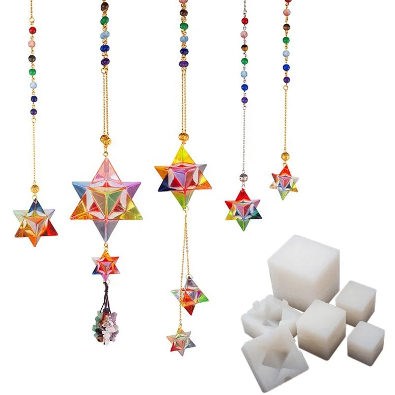 Crystal Merkaba Pendant Resin Mold Geometric Ornaments Silicone Mold