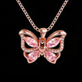 Dainty Daily Wear Jewelry 925 Sterling Silver Rose Gold Plated Butterfly Pendant Charm with Light Pink Cubic Zirconia for Women