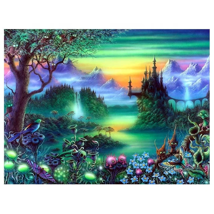 Ever Moment DIY Diamond Painting Cross Stitch Magic Castle Bird Frog Fantasy Scenery ASF1060