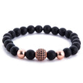 Women's Fashion Beaded Elastic Armband Rose Gold Plated Natural Stone Bracelets With Charm Gift Jewelry Accessories for Men