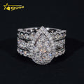 Trendy 925 Silver Rhodium Plated Custom Full VVS Moissanite Diamond Wedding Engagement Rings Set for Women