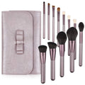 Custom Logo 12-Piece Champagne Synthetic Hair Cosmetic Brush Set with PU Case for Face Concealer and Shaving Brush Use