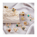 Stainless Steel Ring With Stone 18k Gold PVD Plated Adjustable Turquoise Stone Stainless Steel Ring Jewelry Gifts