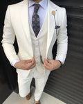 New Arrival Ivory Tuxedos Men Suits Formal Business Mens Wedding Suits Tuxedo Costumes 3 Pieces (Jacket+Pants+Tie+Vest)
