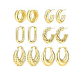 Wholesale Fashion 18k Gold Plated Chunky Hoop Earrings for Women Hypoallergenic Thick Open Twisted Huggie Hoop Jewelry