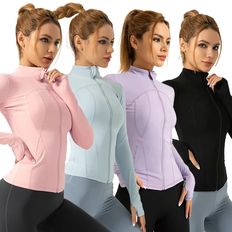Customizable Women's Long Sleeve Sports Top Comfortable Zipper Jacket for Running Yoga Fitness-Direct Factory Sale Wholesale
