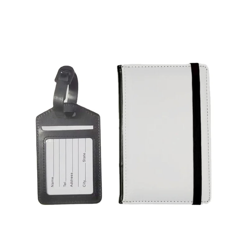 PU Material Personalized Passport Cover and Small Luggage Tag Set with Sublimation Passport Book Cover Card Clip Couple