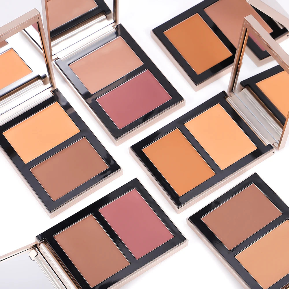 Makeup Contour 2 in 1 Vegan Face Makeup Contour Palette Powder Bronzer Private Label Custom Concealer