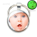Handmade DIY Jewelry Customizable Any Photo Logo Key Chains Glass Cabochon Keychain Double Side Keyring Luminous Pendant
