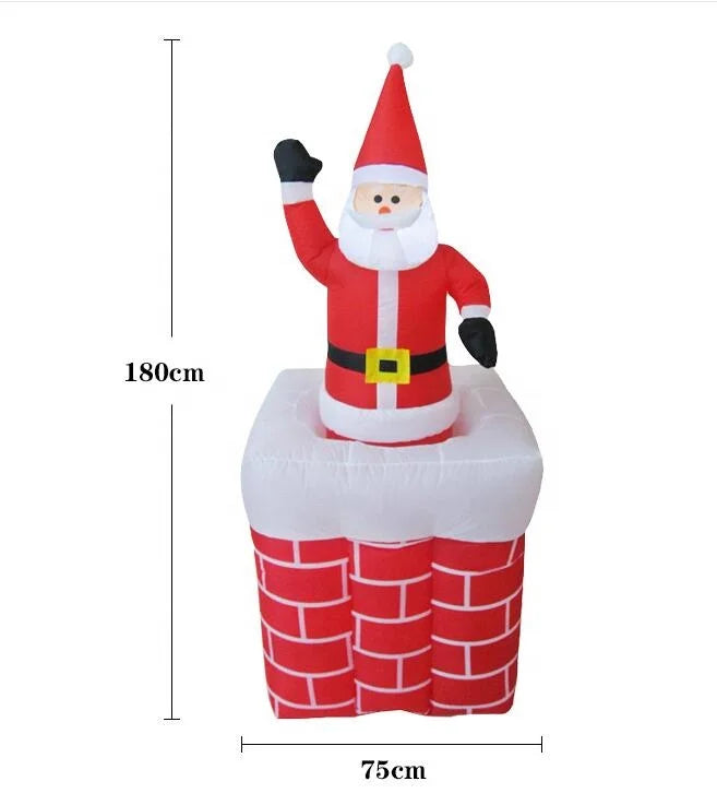 Wholesale New Style LED Lighted Christmas Decorations Ornament Inflatable up & Down Santa on Chimney