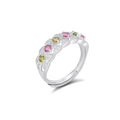 YBO 925 Sterling Silver Adjustable Ring Luxury Natural Tourmaline Gemstone Finger Rings for Women Trendy Wedding Jewelry