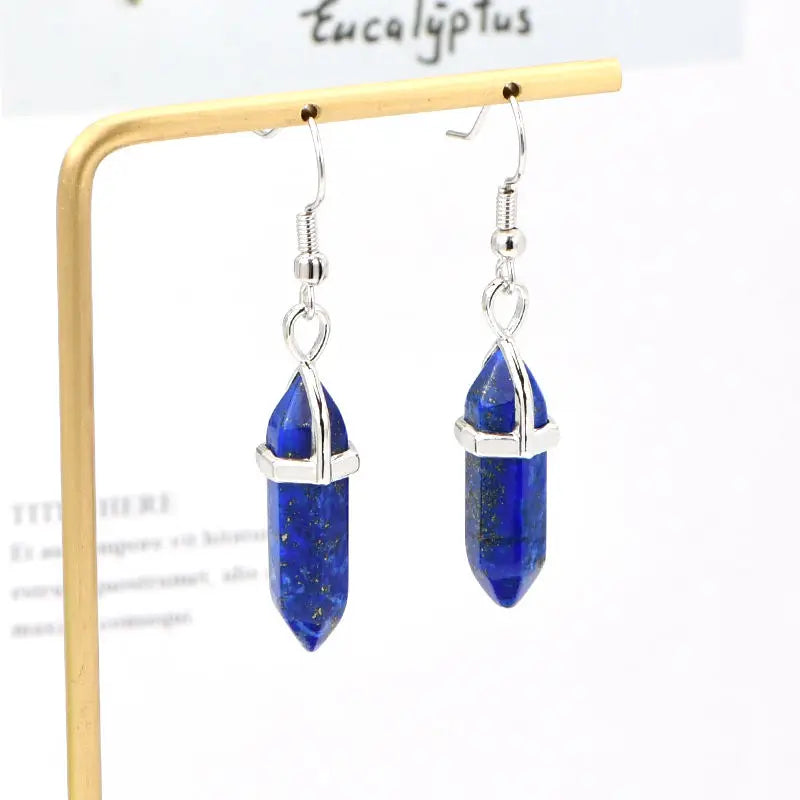 Large Stock Jewelry Crystal Pointed Earrings Hexagonal Crystal Pointed Pendant Earrings
