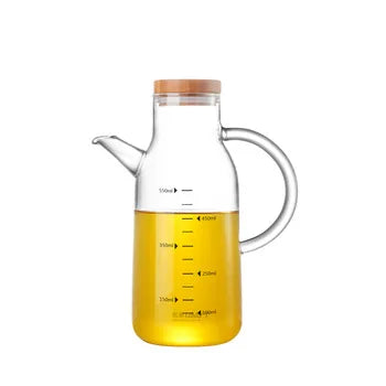 Transparent Glass Oil Bottle with Handle Scale Heat-resistant Lecythus Kitchen Tools Soy Vinegar Sauce Container