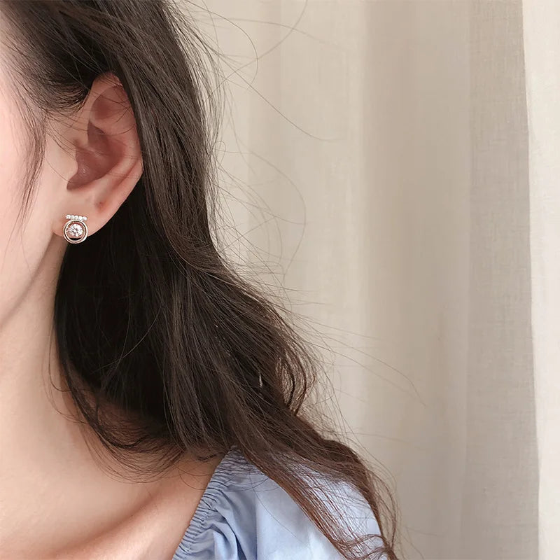 925 Sterling Silver Prevent Allergy Circle Zircon Brincos Stud Earrings for Women Wedding Earrings Jewelry Accessories