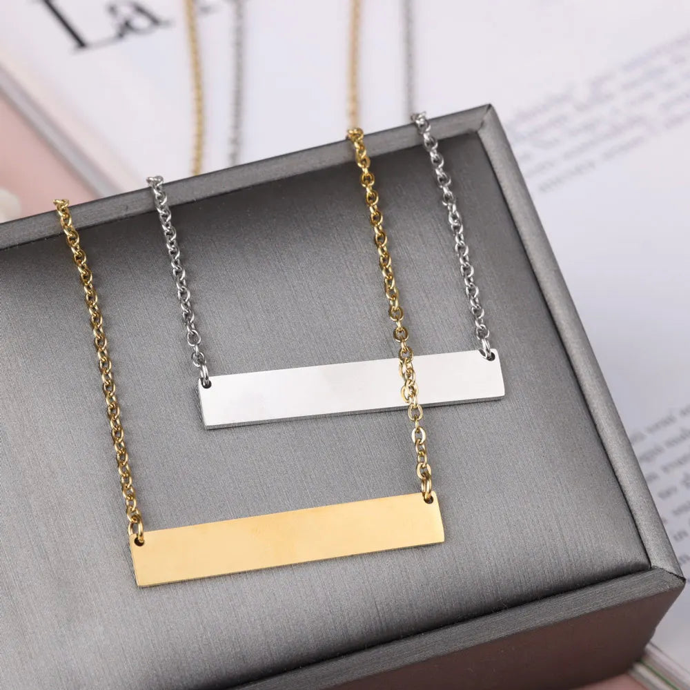 New Design Stainless Steel Customized Rectangle Blank Bar Necklace