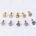 Colorful Zircon Stud Earrings for Women Wholesale Luxury 18k Gold Plated Daisy Flower Earring Stainless Steel