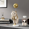 Art Safety Resin Bear Sculpture with Balloon Bear Statue Home Wedding Decoration Birthday Gift Bear Living Room Ornaments