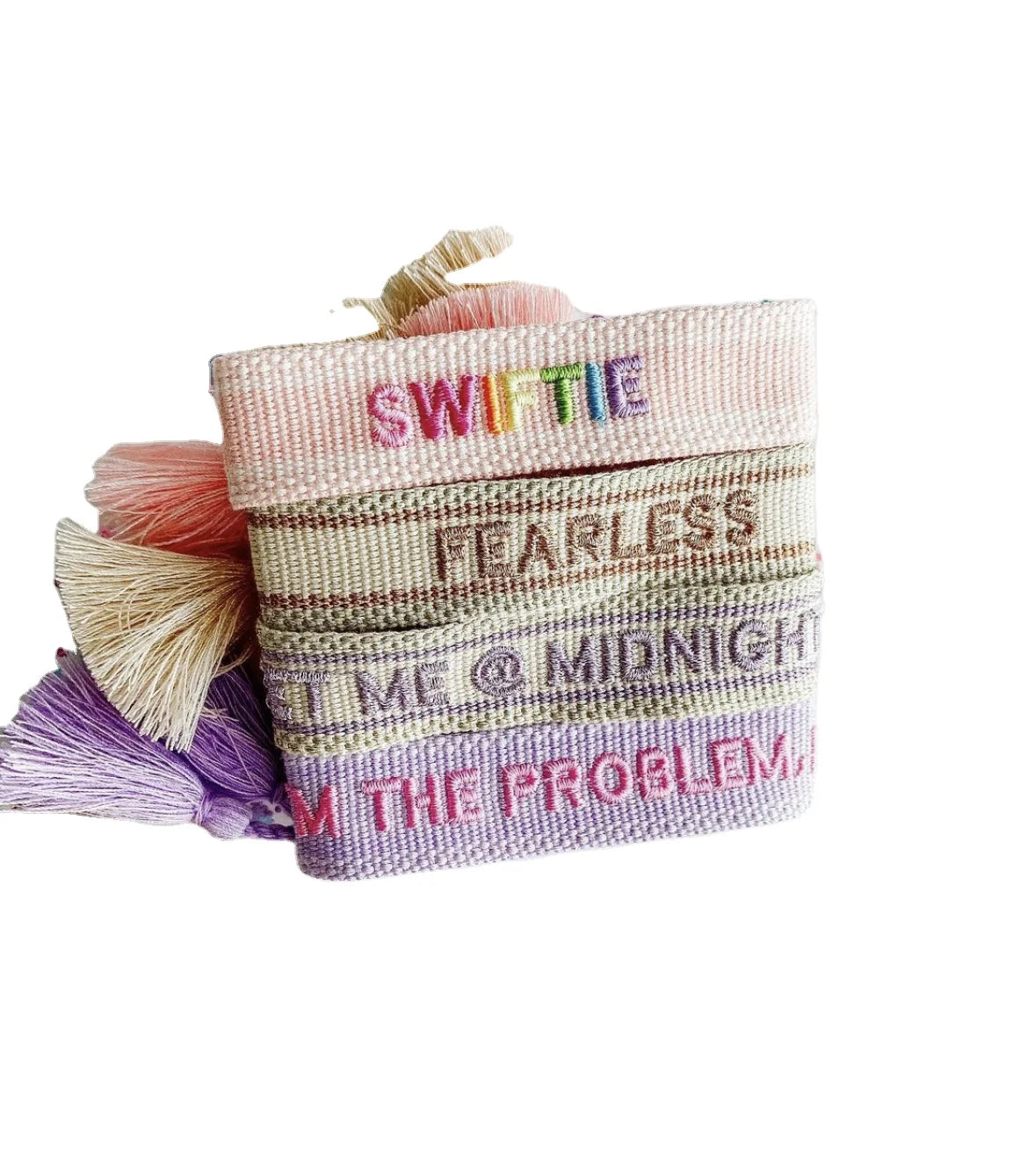 Custom European and American Style Woven Embroidery Pattern Letter Hand Rope Hand Woven Tassel Bracelet