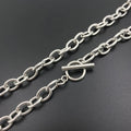 Mens Stainless Steel Rolo Round O Shaped Link Cross Cable Chain Necklace Chunky Toggle Clasp Cable Chains for Jewelry Making