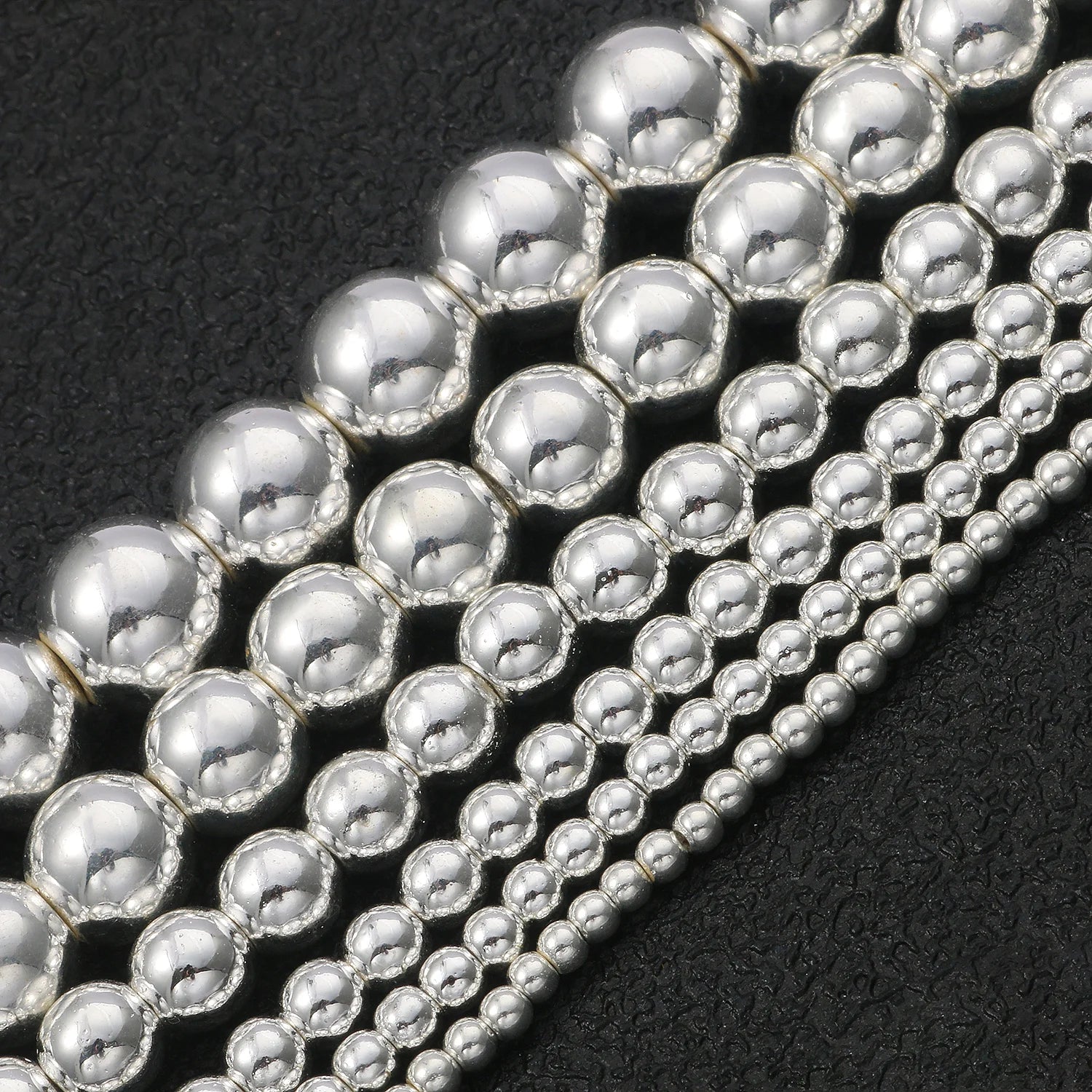 Wholesale Fashion 2/3/4/6/8/10mm Round Silver Hematite Stone Beads for Jewelry Making
