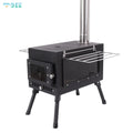 SeeMore Portable Cast Iron and Carbon Steel Burning Camp Stove Set Woodstove Roasting Pan Camping Stove