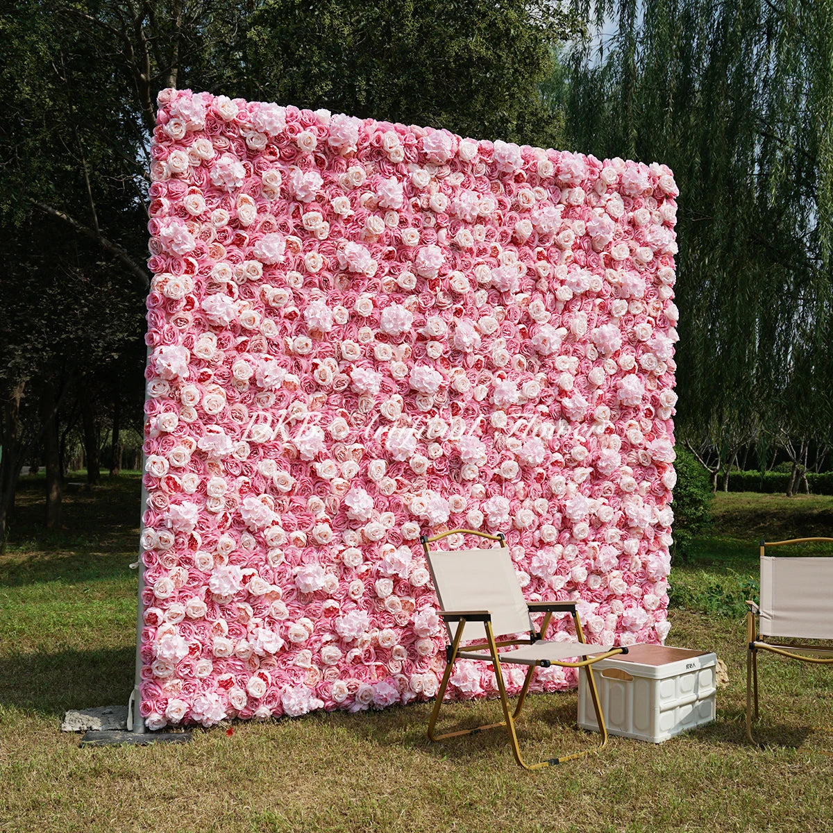 DKB Factory Hot Sales 5D Artificial Flower Rose Wall Backdrop Pink Rose Wedding Decor