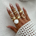 Fashion High-end Gold Pearl Rings Set for Jewelry Shop Wholesale N2109166