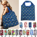 Eco-friendly Floral Print Polyester Shopping Bag Foldable Grocery Tote with Hook Reusable Cartoon Pattern Pouch Promotional Item