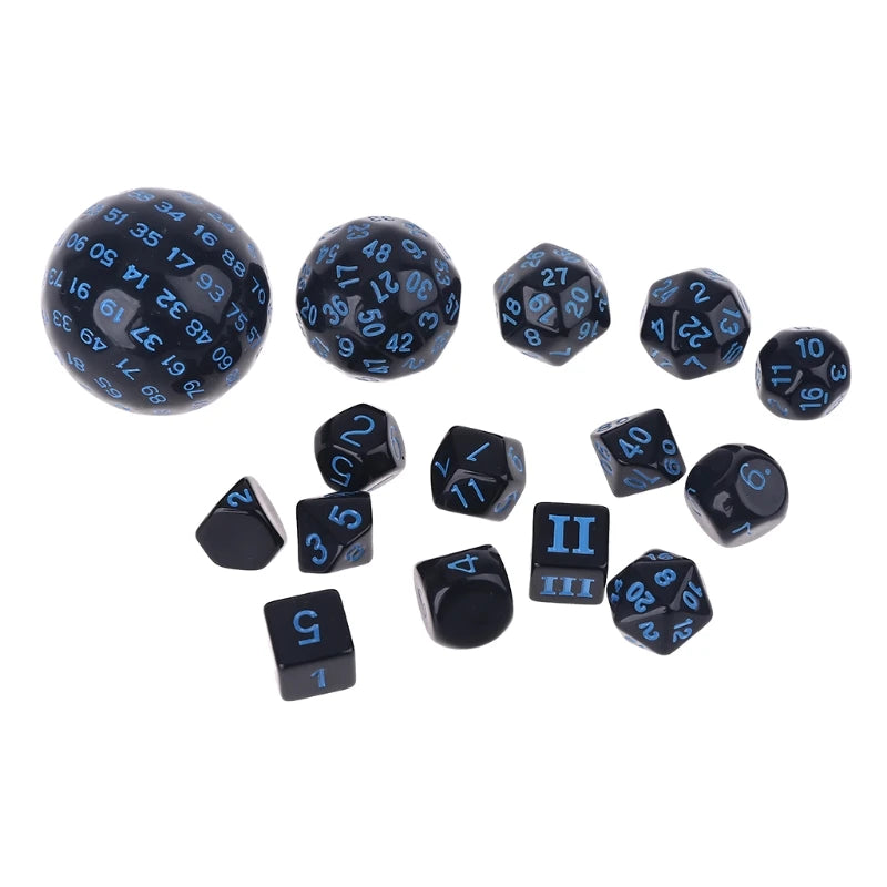3 to 100 Sides Polyhedral Dice D100 Multi Sided Acrylic Dices for Table Board Game 15pcs/SET