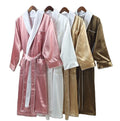 Custom Luxury Dual Layer Satin Silk Bathrobe Gabardine Bath Robe for Men Women Home Spa