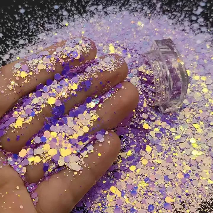 Wholesale Holiday Chunky Mixed Glitter Powder 1kg Colorful for Resin Design and Nail Arts Chameleon Holographic Chunky Glitter