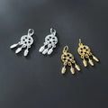 New Fashion Jewelry 925 Sterling Silver Gold Plated Dream Catcher Feather Zircon Pendant for Jewelry Making Charms