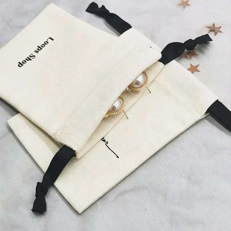 Draw String Bag Bundle Pocket Custom Pouch Printed Cotton Jewelry Drawstring Gift Bags