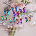 Wholesale Elegant Female Gift 925 Silver Nail  AB Crystal Colorful Glass Rhinestone Butterfly Stud Earring Jewelry for Women