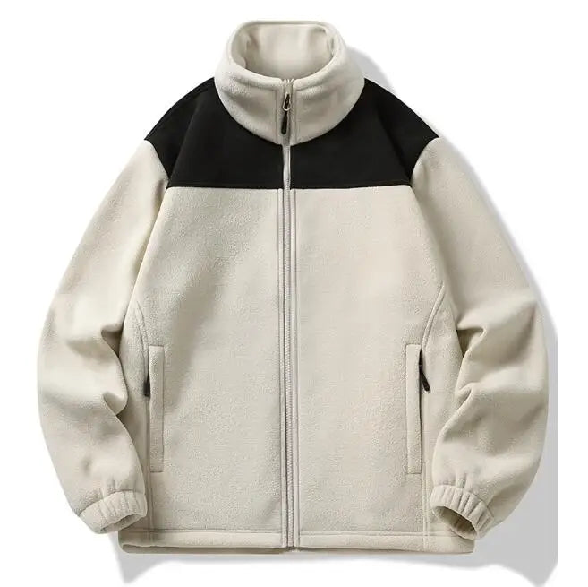 Men's Winter Coat Fleece Jacket Patchwork Pockets Fleece Zip up Jacket Factory Customized Sherpa Fleece Jackets