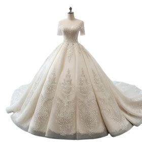 S8418F New Bride's Wedding Dress Big Tail and Thin Princess Style With Heavy Work Court Qiti High-End