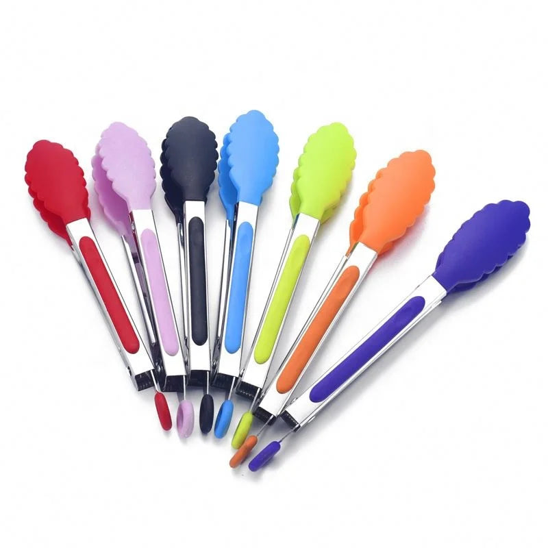 2025 Stainless Steel Silicone Food Clip Tongs Kitchen Gadgets Salad Bread Cooking Food Serving Tongs for Kitchen Baking Tools
