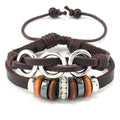 Wholesale Genuine Leather Double Layer Braided Peace Jewelry Bracelet Fashion Charm for Men and Women