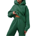 Custom Logo Loose Plush Thick Women's Hoodie Sporty Casual Fashionable Solid Hooded Sweatshirt Suit Jogger Plain Women'S Sets