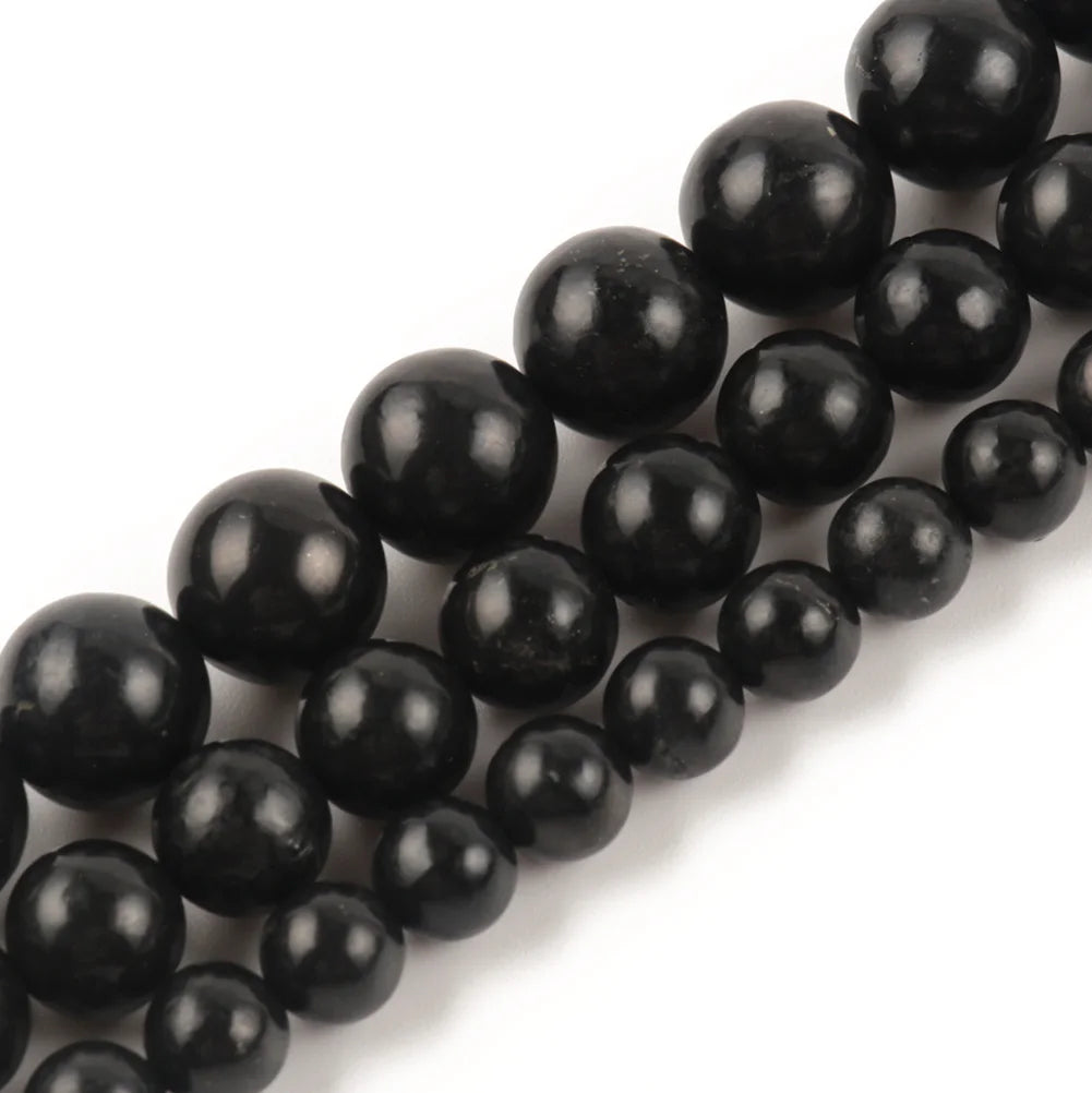 Wholesale Black Schungite Mineral Loose Round Stone Beads 6/8/10mm for DIY Jewelry Bracelet