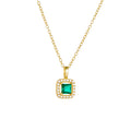 Fashion 925 Silver Jewelry Wholesale Sterling Silver Necklace square Emerald Diamond Green Zircon Gold Plated Necklaces Women