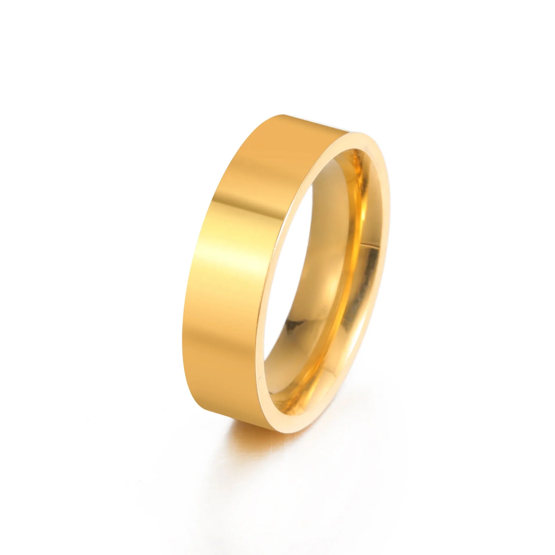 Hot Sale Promotions Mirror Rings Size 7 8 9 10 11 12 13 6MM Width Gold Rose Gold Black Stainless Steel Ring for Men