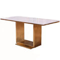 Luxury European Style Marble Dining Table Set Modern Stainless Steel Base Dining Table and Chair
