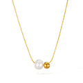 Fashion High-End Female Titanium Steel Necklace with Natural Freshwater Pearl Luxury Gold Plated Stainless Steel Jewelry