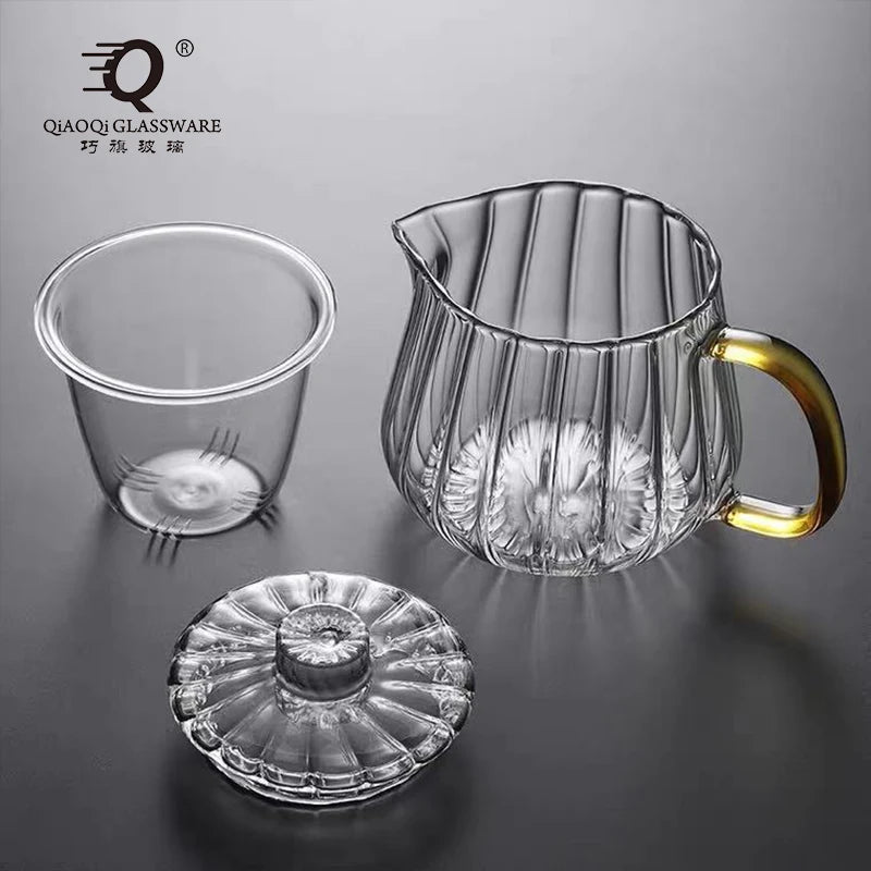 Wholesale clear Glass Tea Pot Home Restaurant Teaware Drinking Glass Pot with Handle Transparent Borosilicate Tea Pot Glass