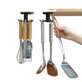 HelloWorld Punch Free Kitchen Wall Compact Shelf Rotating Hook Spatula Spoon Kitchen Utensils Bathroom Wall Mounted Artifact